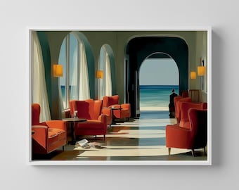 Edward Hopper Coastal Lounge Art Print: American Realism Painting (Digital Download)