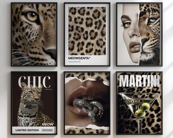 Y2K Leopard Print Wall Art Set: Trendy Girly Room Decor (Digital Download)