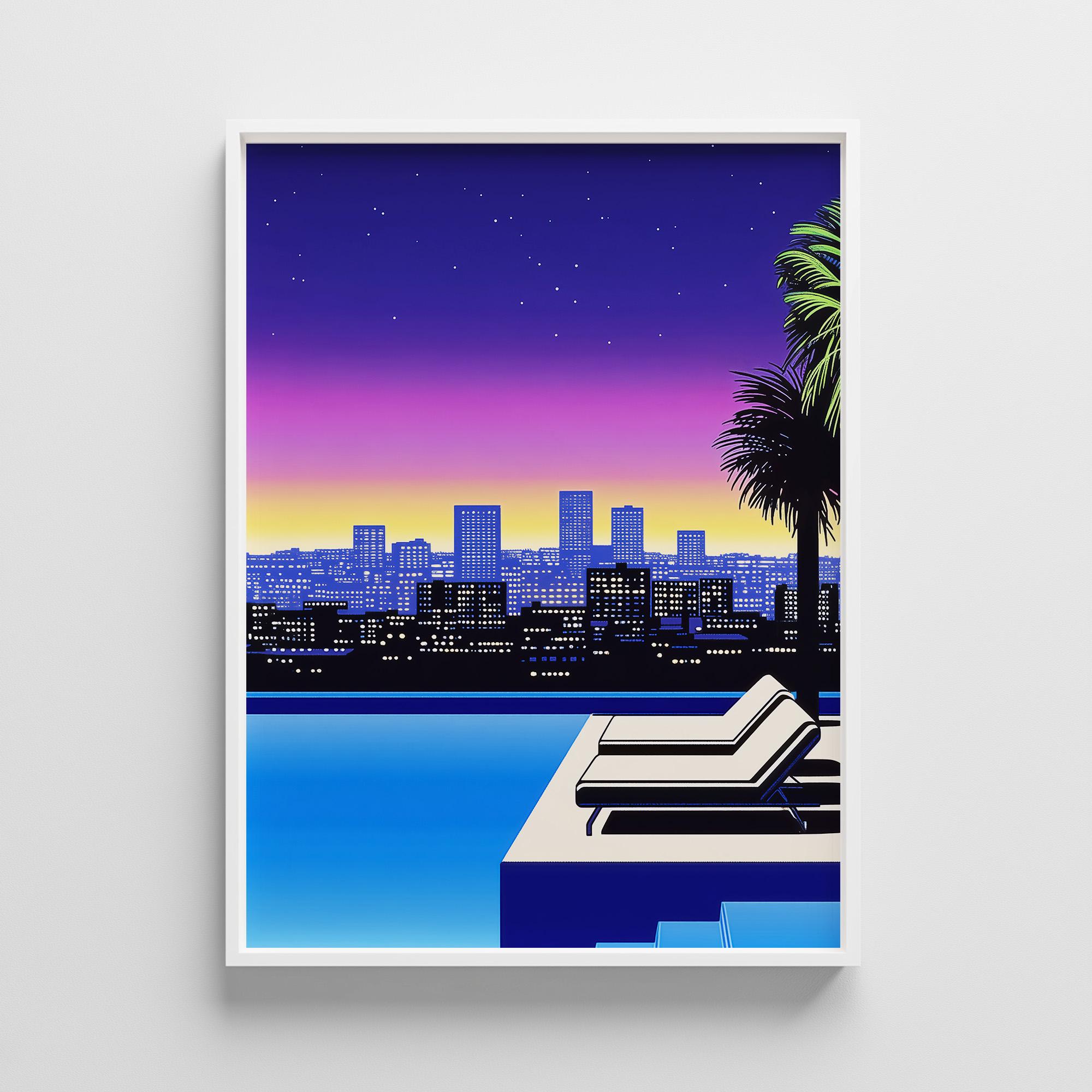 Hiroshi Nagai Style City Pop Art Print: Retro 80s Vaporwave