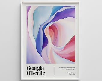 Georgia O'Keeffe Inspired Blue Abstract Art Print: Modern Minimalist Spiritual Decor (Digital Download)