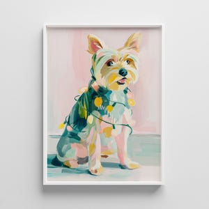 Yorkshire Terrier Christmas Art Print: Vintage Holiday Dog Decor (Digital Download)