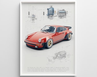 Red Porsche 911 Poster: Vintage Super Car Wall Art (Digital Download)