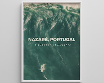 Nazare Portugal Wave Print: Surreal Ocean Surf Photography (Digital Download