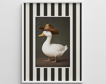 Lámina infantil de vaquero y ganso: decoración para habitación de niño del oeste (descarga digital)