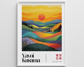 草間彌生の森の版画：点描による夕焼けの風景 - Etsy 日本
