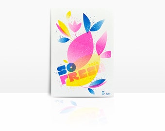 Tarjeta risográfica fluorescente A6 - SO FRESH rosa fluorescente