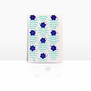 Carte risographie fluo A6 - FLEURS VINTAGE mint