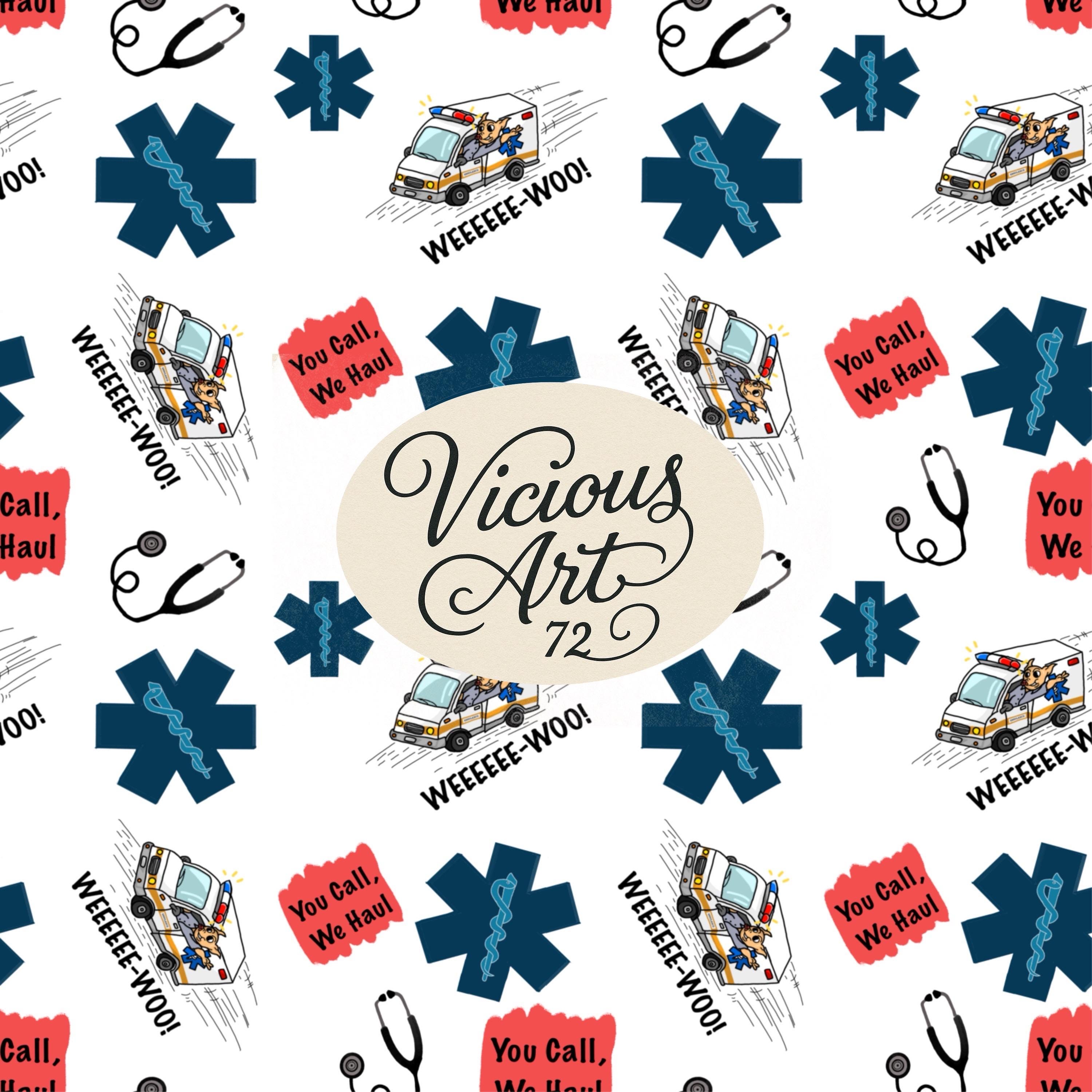 EMS Ambulance Seamless Pattern, First Responder Design (digital ...