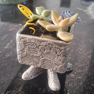 Pewter Planter Pot, Vase, Succulent, Mini Cup, Funny Pots, Sneaker Vase, Pewter Art, Lace Art image 1