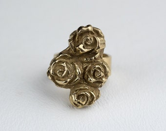 14kt Gold Flower Ring Rose Engagement Ring