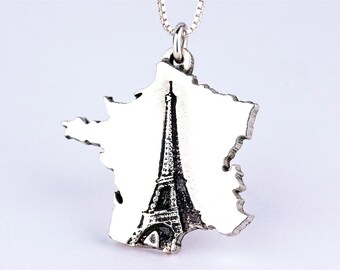 France Necklace Eiffel Tower Paris Jewelry Sterling Silver Country Pendant