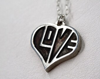 Silver Love Heart Necklace Concrete Pendant 3D Jewelry Sterling Custom