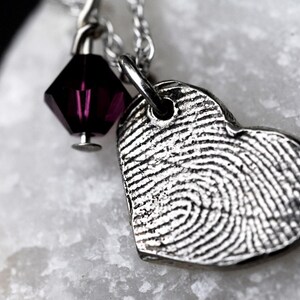 Custom Fingerprint Jewelry Heart Necklace Personalized Sterling Silver 画像 3