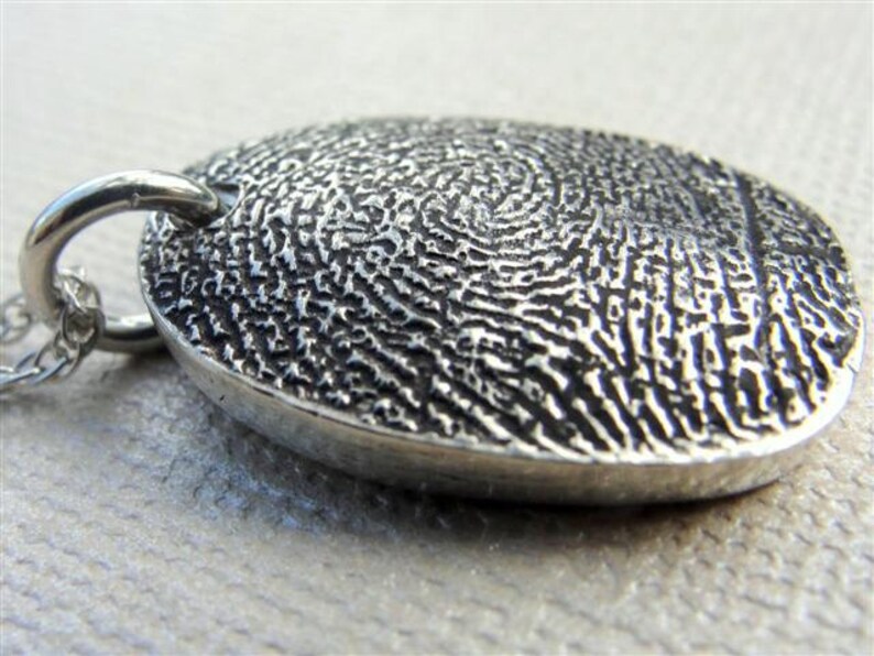 Custom Fingerprint Necklace Jewelry Thumbprint in Sterling Silver Personalized EXPRESS SHIPPING image 1