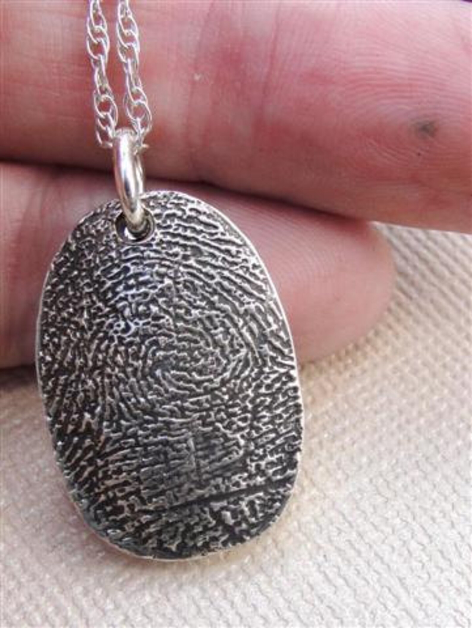 Custom Fingerprint Necklace Jewelry Thumbprint in Sterling Etsy