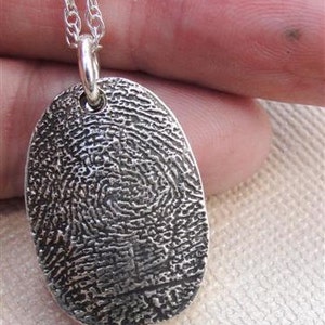 Custom Fingerprint Necklace Jewelry Thumbprint in Sterling Silver Personalized EXPRESS SHIPPING image 4