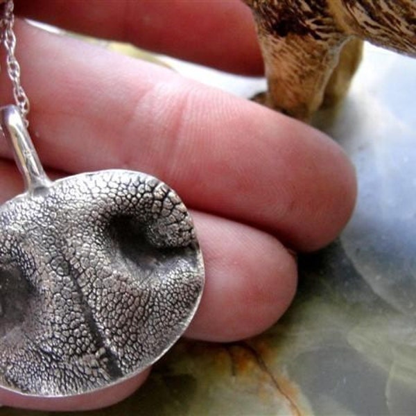 Dog Nose Print Necklace Personalized in Sterling Silver Large