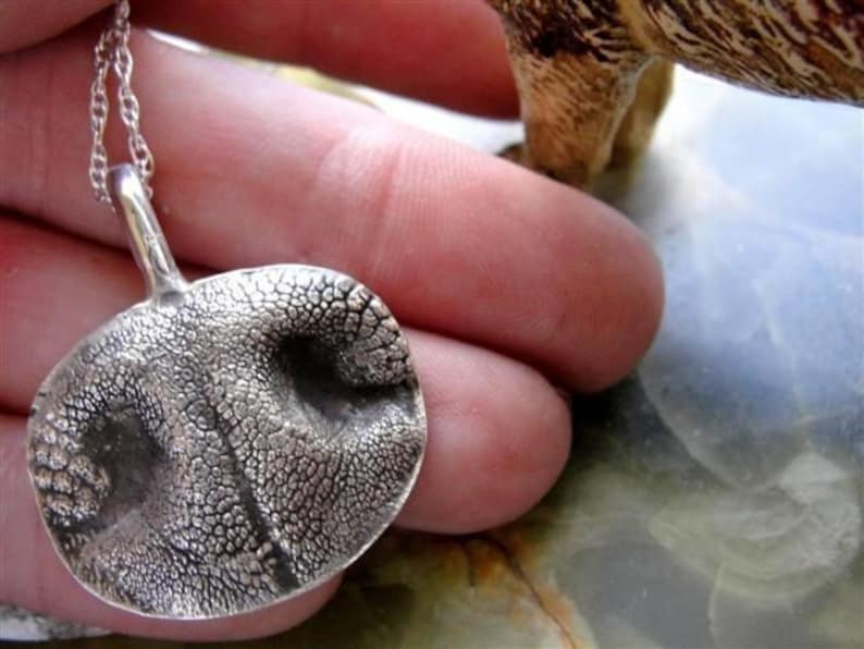 Dog Nose Print Necklace Personalized in Sterling Silver Large image 1