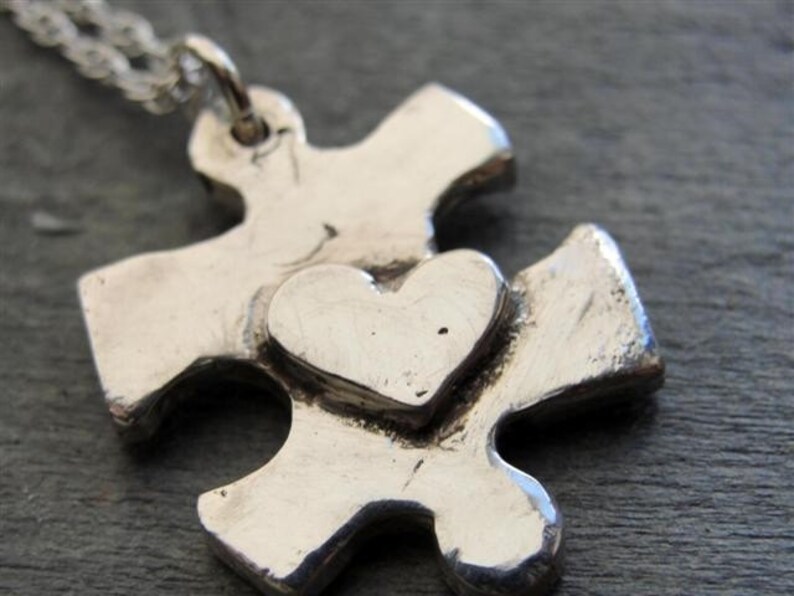 Sterling Silver Puzzle Piece Necklace Etsy