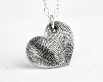 Fingerprint Heart Necklace Double Print Custom Personalized Heart