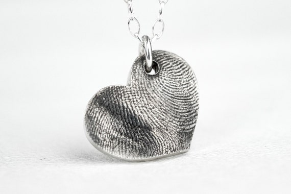 Fingerprint heart necklace clearance