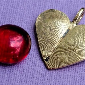 Custom Fingerprint Heart Necklace in 14kt Gold Thumbprint Personalized image 2