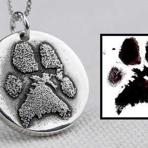 Dog Paw Print Necklace Jewelry Custom Personalized Sterling Silver image 1