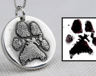 Dog Paw Print Necklace Jewelry Custom Personalized Sterling Silver