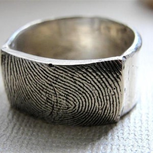 Fingerprint Custom Ring Wedding Band in Sterling Silver image 2