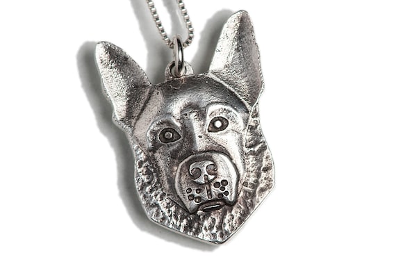 German Shepherd - silver plated necklace with a dog on silver chain, Art  Dog USA | eBay