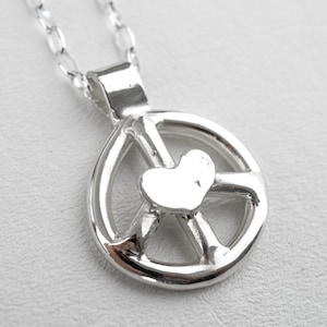 Friedenszeichen Halskette Sterling Silber Cast Herz