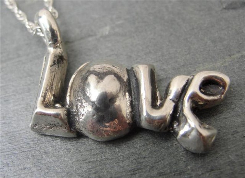 Love Silver Necklace in Sterling Silver image 1