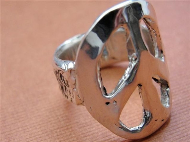 Peace Sign Ring in Sterling Silver image 4