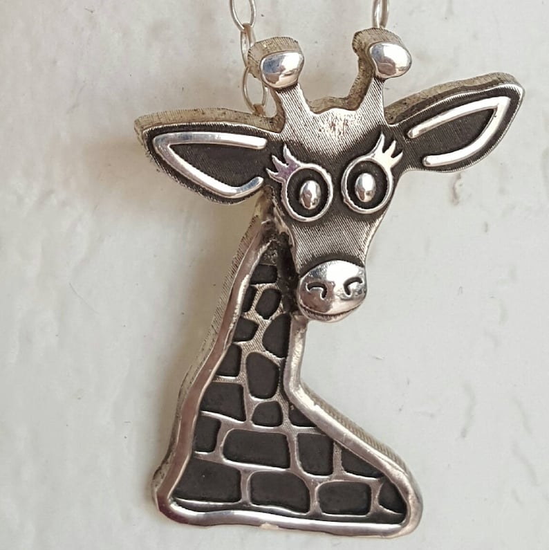 Giraffe Necklace Africa Silver Sterling Giraffe Jewelry April Etsy