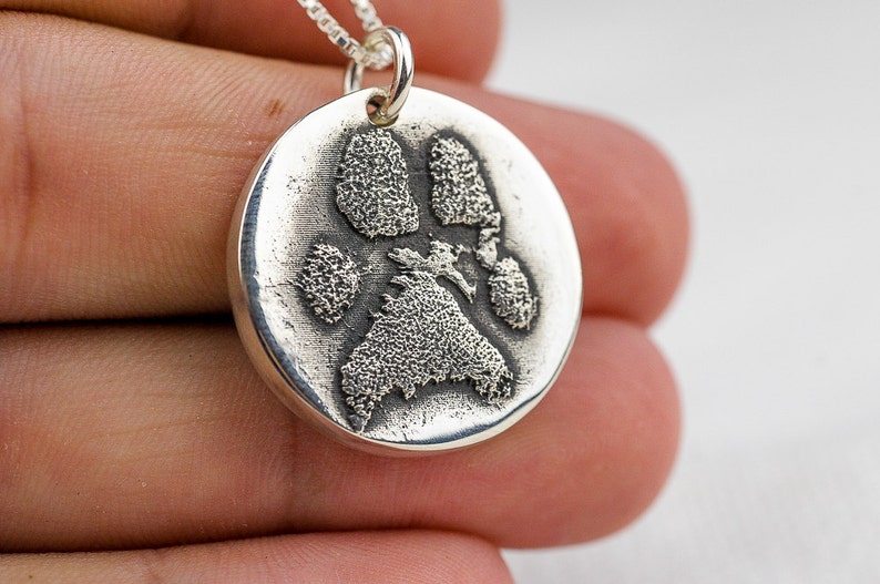 Dog Paw Print Necklace Jewelry Custom Personalized Sterling Silver image 2