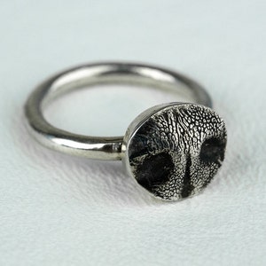 Dog Nose Ring Sterling Silver Mini Dog Nose Print