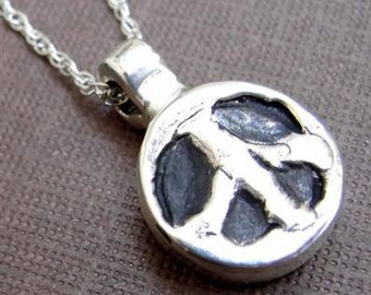 Sterling Silver Peace Sign Necklace with Chain