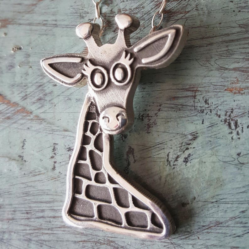 Giraffe Necklace Africa Silver Sterling Giraffe Jewelry April Etsy