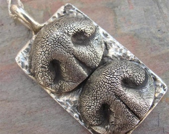 Dog Nose Necklace Personalized in Sterling Silver