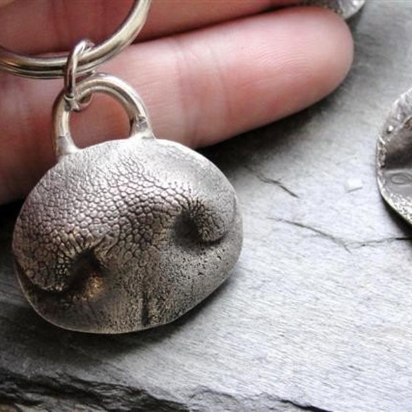 Dog Nose Keychain Jewelry Personalized in Sterling Silver Key Chain Small