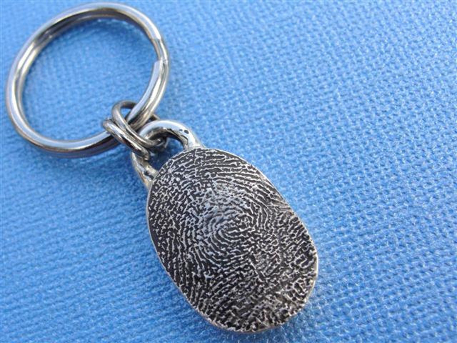 Fingerprint Keychain Jewelry Thumbprint Key Chain in Sterling Etsy