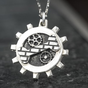 Industrial Steampunk Necklace Dog Bone Pets Gears Pendant Steam Punk