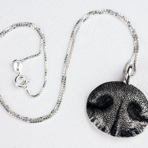 Dog Nose Necklace Personalized in Sterling Silver Large