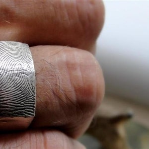Fingerprint Custom Ring Wedding Band in Sterling Silver image 5