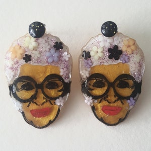 Iris Apfel Necklace, Earrings, Resin Jewelry, Icon, Resin Art