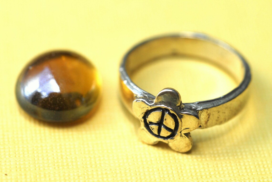 Peace Sign Ring Flower Ring Peace Ring Silver Flower Ring Etsy