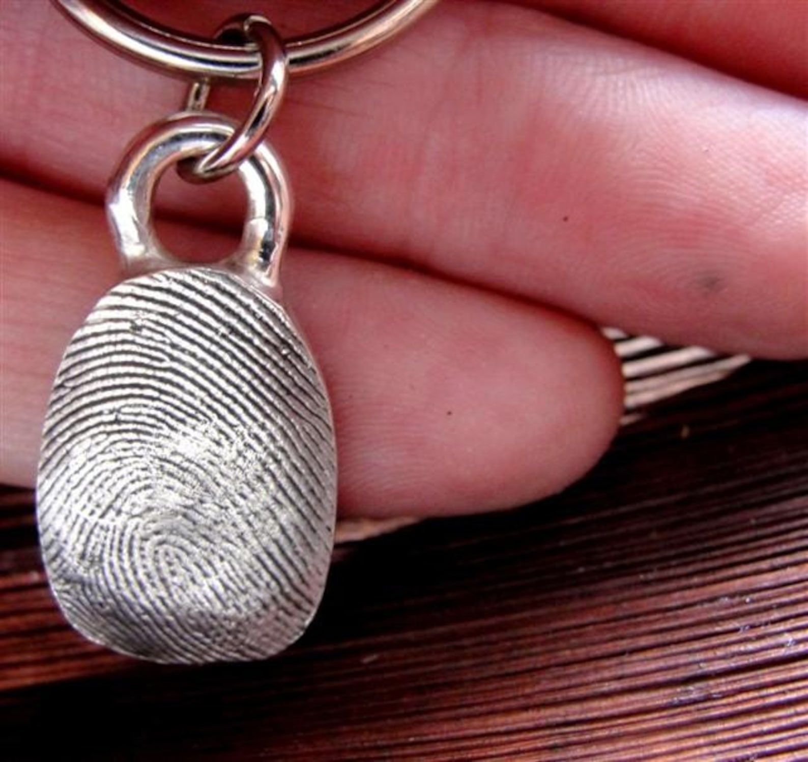 Fingerprint Key Chain Thumbprint Keychain in Sterling Silver Etsy