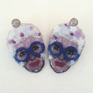 Iris Apfel Necklace, Earrings, Resin Jewelry, Icon, Resin Art