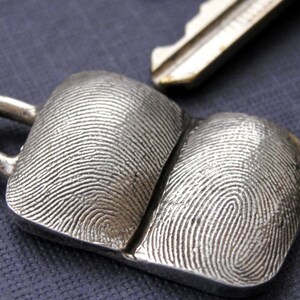 Fingerprint Keychain Thumbprint Key Chain Jewelry in Sterling Silver Personalized image 2