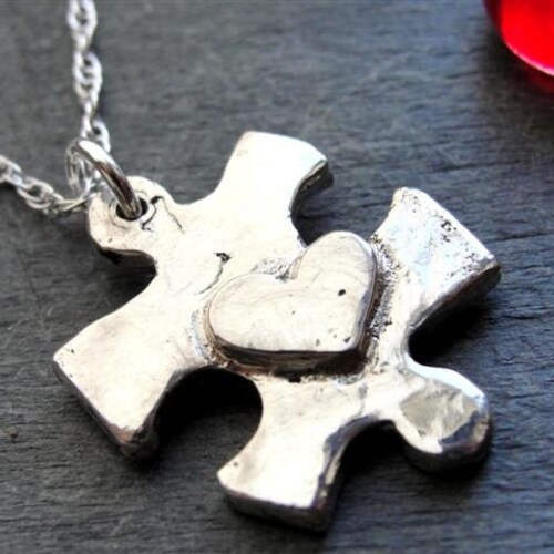 Puzzle Piece Necklace in Sterling Silver Etsy